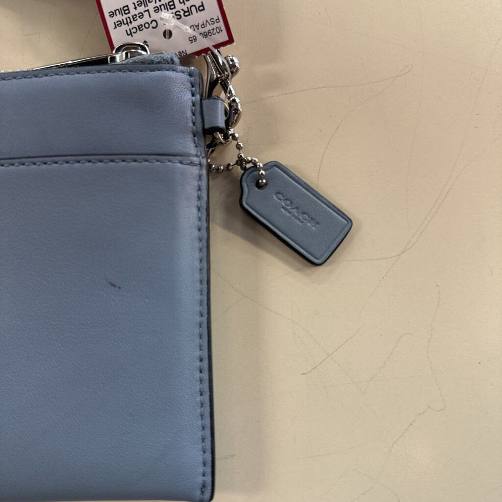 Coach Blue Leather Wristlet Wallet