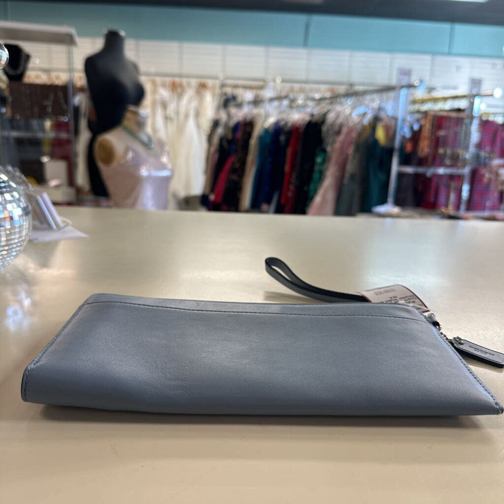 Coach Blue Leather Wristlet Wallet