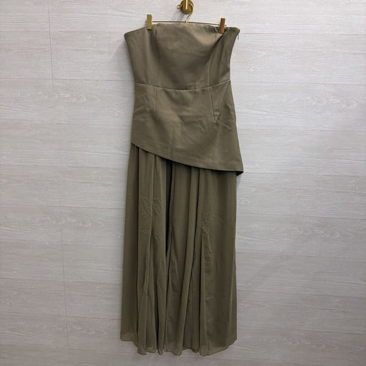 4th and Reckless Olive Green Strapless Kathryn Maxi Dress Large