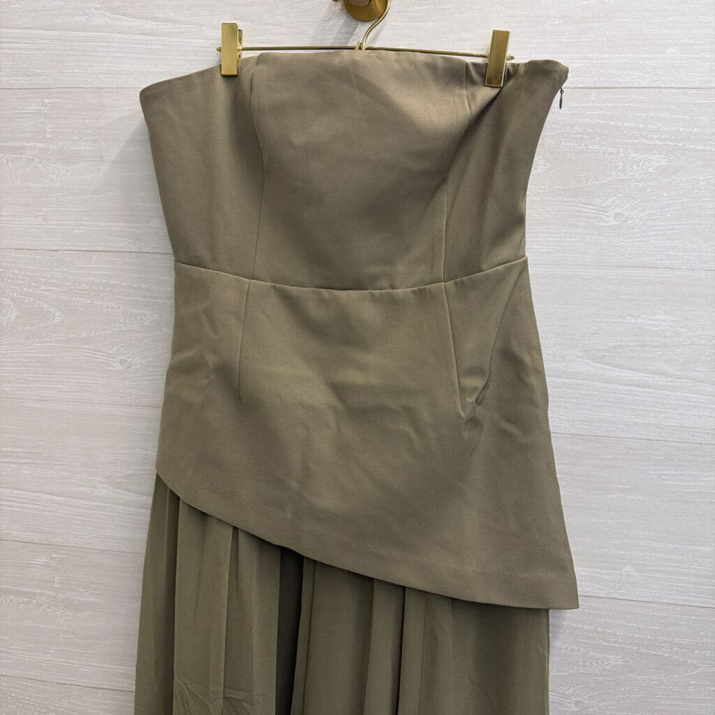 4th and Reckless Olive Green Strapless Kathryn Maxi Dress Large