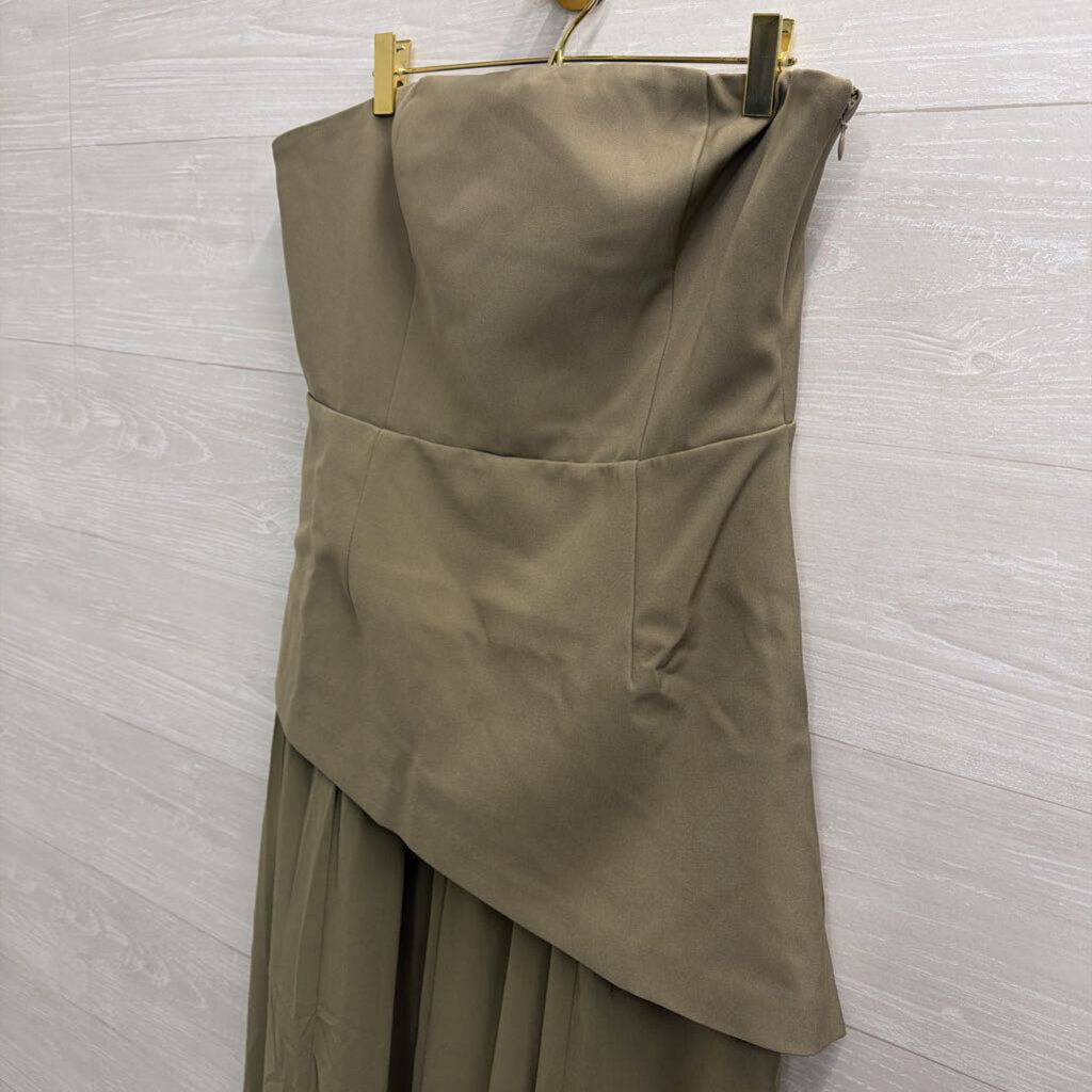 4th and Reckless Olive Green Strapless Kathryn Maxi Dress Large