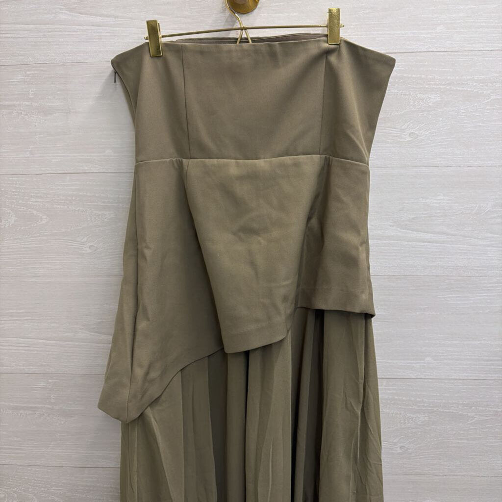 4th and Reckless Olive Green Strapless Kathryn Maxi Dress Large