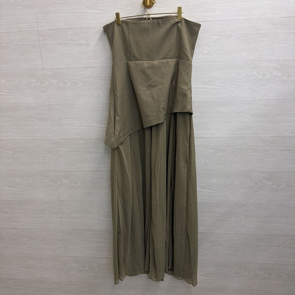 4th and Reckless Olive Green Strapless Kathryn Maxi Dress Large