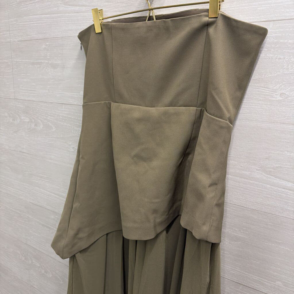 4th and Reckless Olive Green Strapless Kathryn Maxi Dress Large