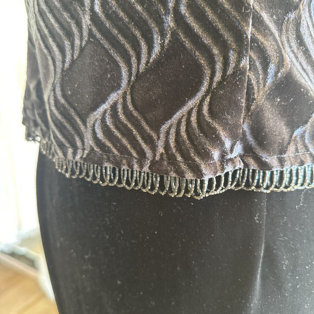 Scott McClintock Black Velvet Beaded Fringe Long Formal Dress 6