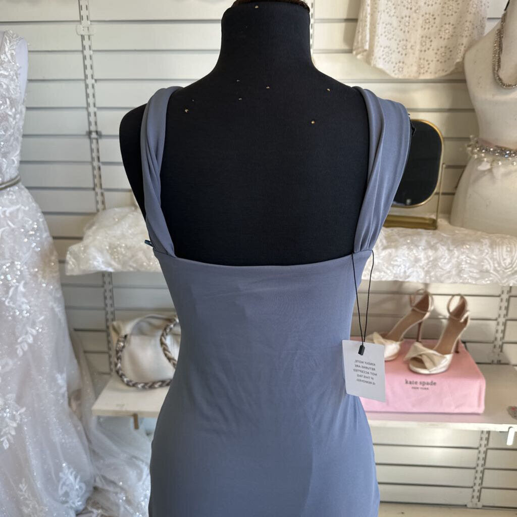 Superdown Blue Cross Neck Long Formal Dress Medium