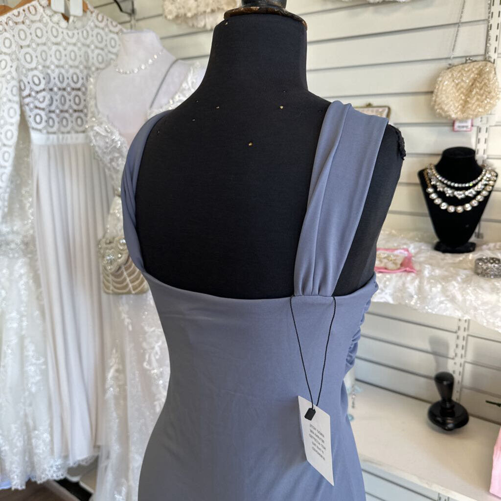 Superdown Blue Cross Neck Long Formal Dress Medium