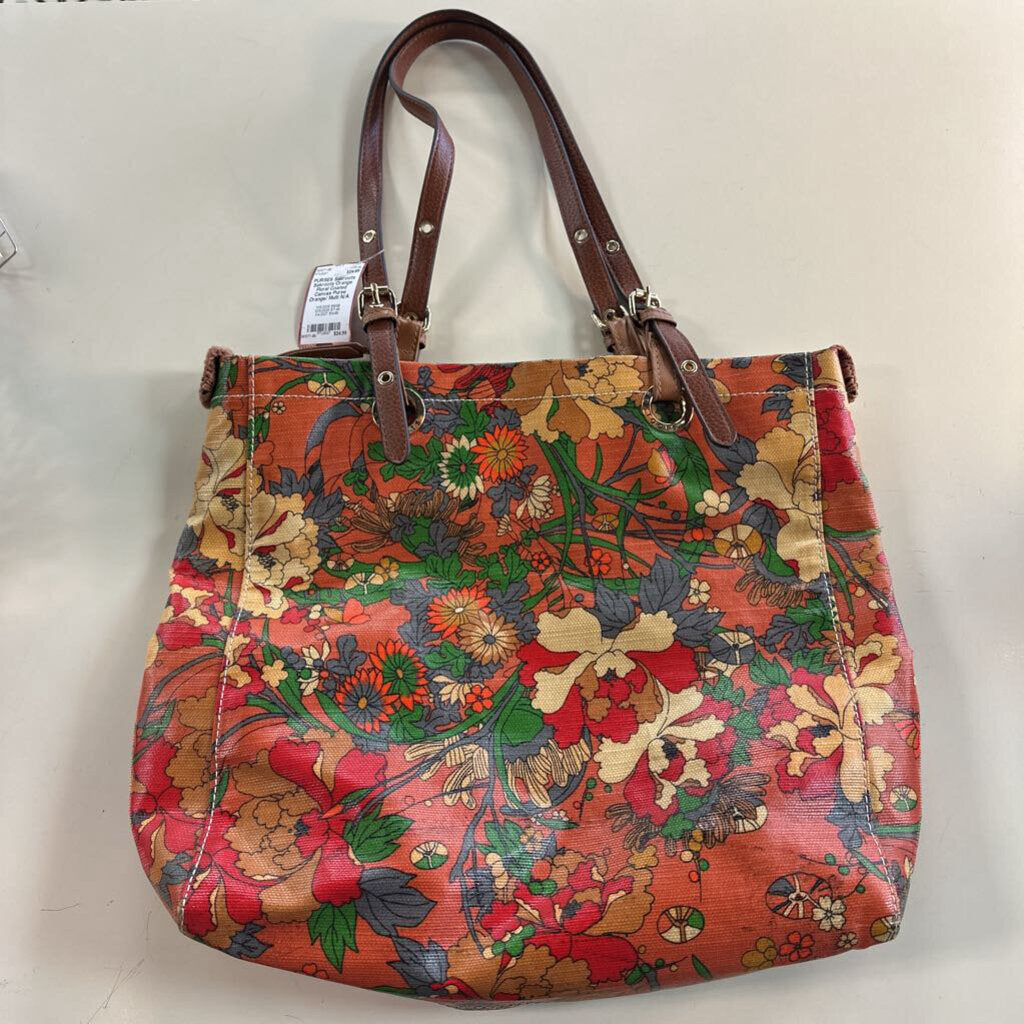 Sakroots Orange Floral Coated Canvas Purse