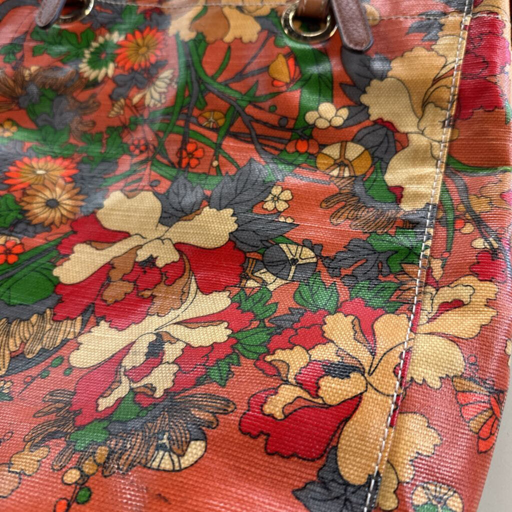 Sakroots Orange Floral Coated Canvas Purse