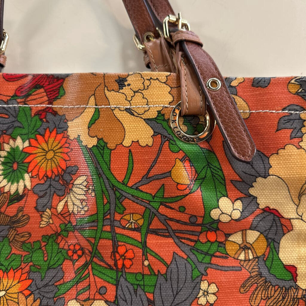 Sakroots Orange Floral Coated Canvas Purse