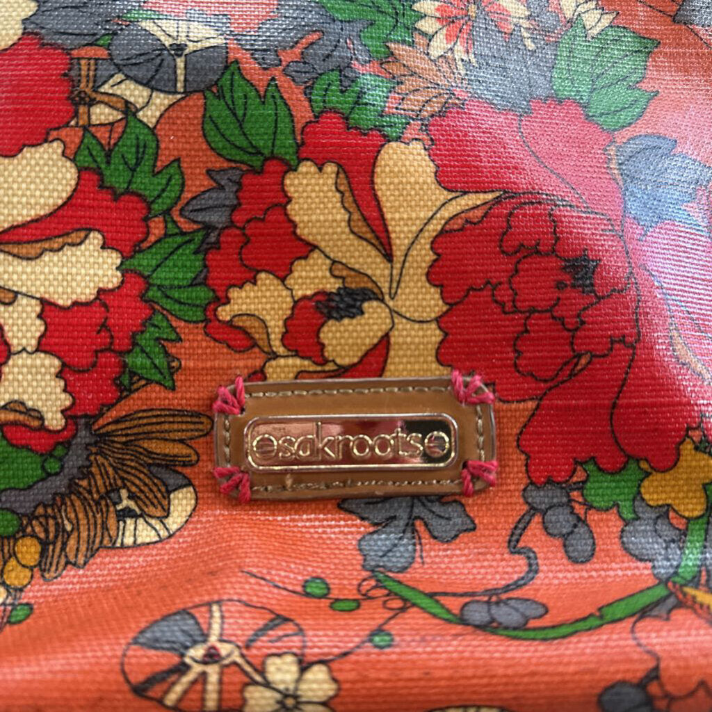 Sakroots Orange Floral Coated Canvas Purse