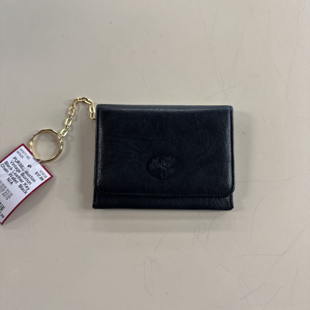Vintage Buxton Black Leather Key Chain Wallet