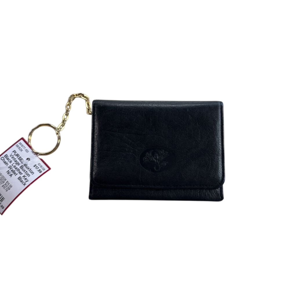 Vintage Buxton Black Leather Key Chain Wallet