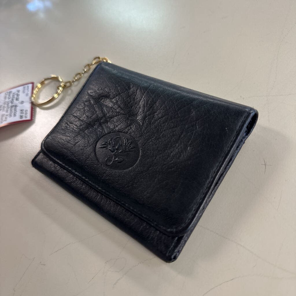 Vintage Buxton Black Leather Key Chain Wallet