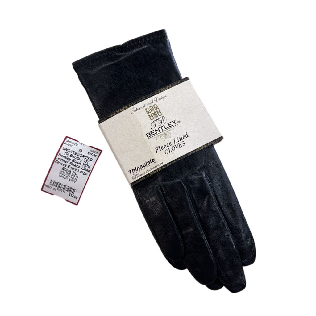 TR Bentley Black 100% Leather Fleece Lined Gloves Extra Large