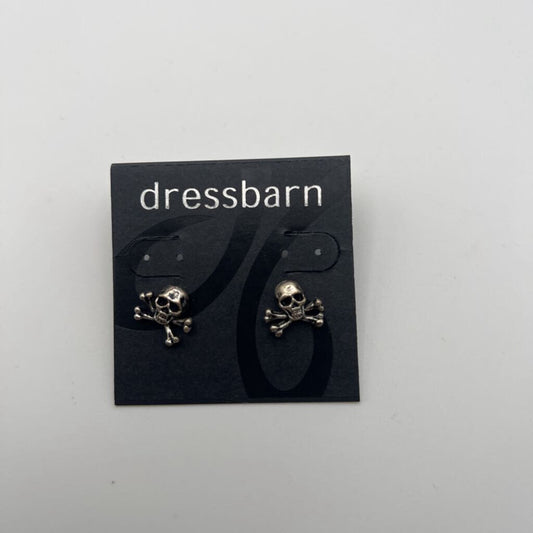 Silver Skull Cross Bone Stud Earrings