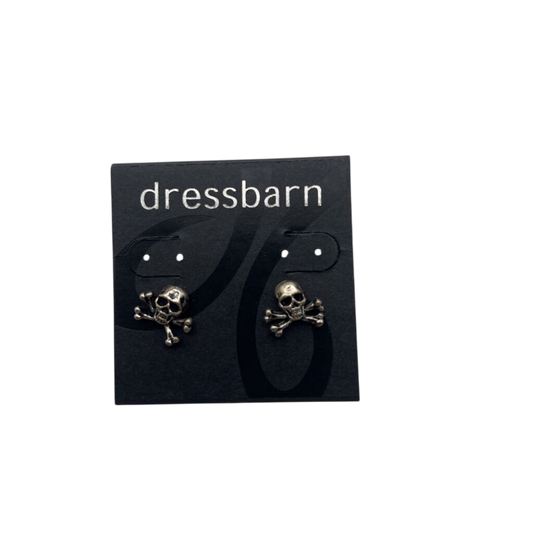 Silver Skull Cross Bone Stud Earrings