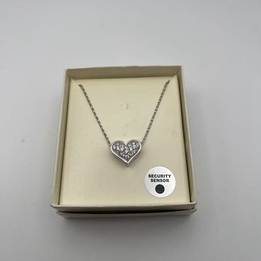 Silver Sparkle Heart Pendant Necklace