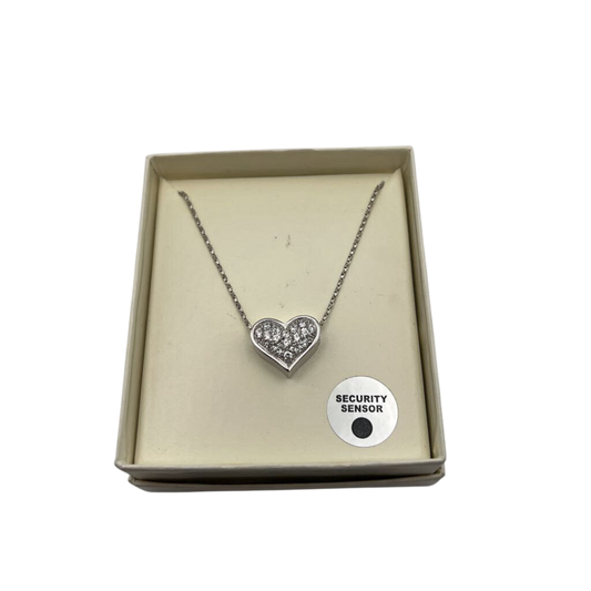 Silver Sparkle Heart Pendant Necklace