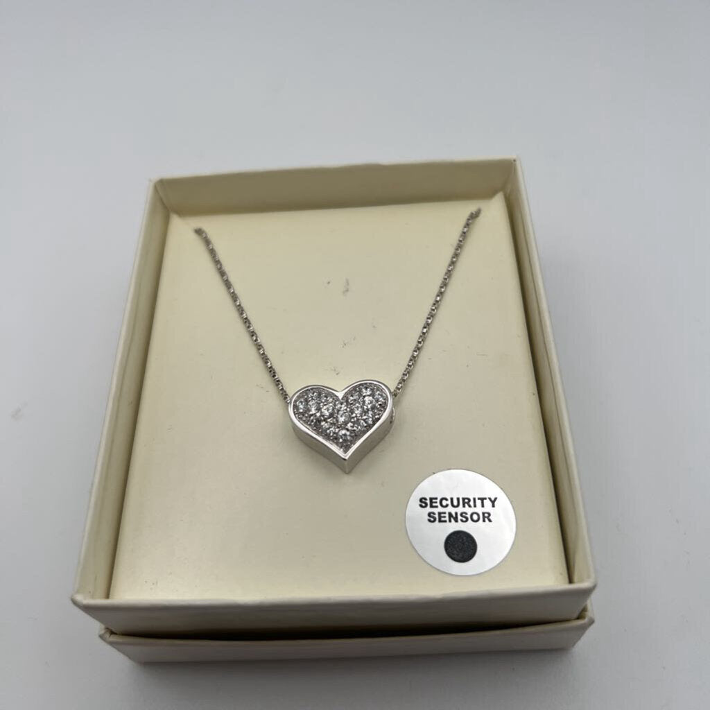 Silver Sparkle Heart Pendant Necklace