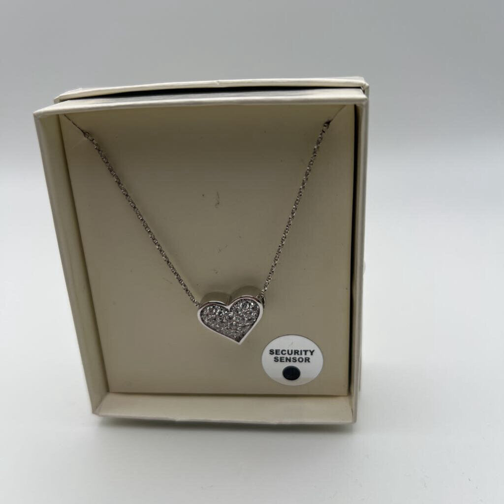 Silver Sparkle Heart Pendant Necklace