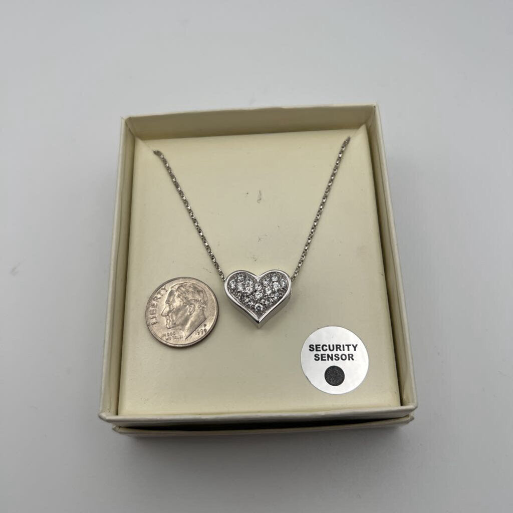 Silver Sparkle Heart Pendant Necklace