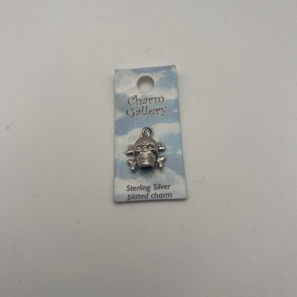 Silver Cross Bone Skeleton Charm