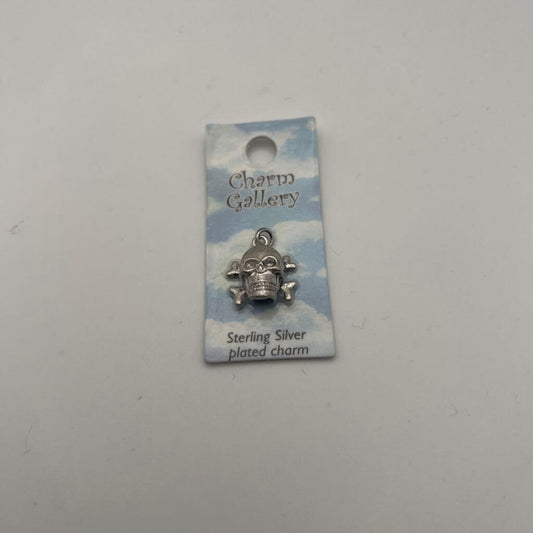 Silver Cross Bone Skeleton Charm