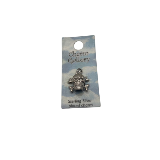 Silver Cross Bone Skeleton Charm