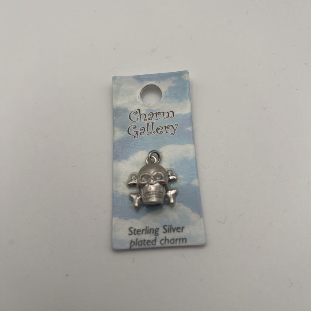 Silver Cross Bone Skeleton Charm