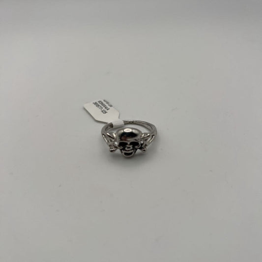 Silver Skull Cross Bone Ring