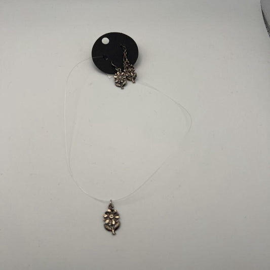 Sterling Silver Flower Pendant/ Drop Earrings Set