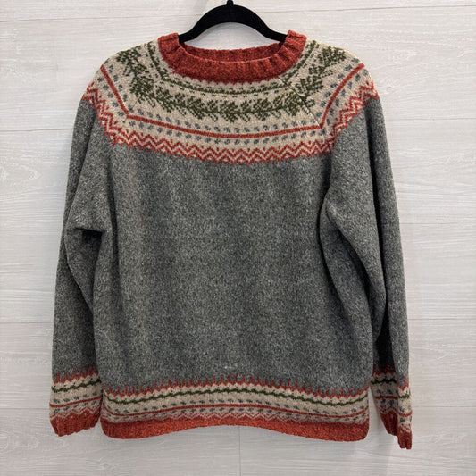 Grey/ Orange Knit Print Sweater XXL