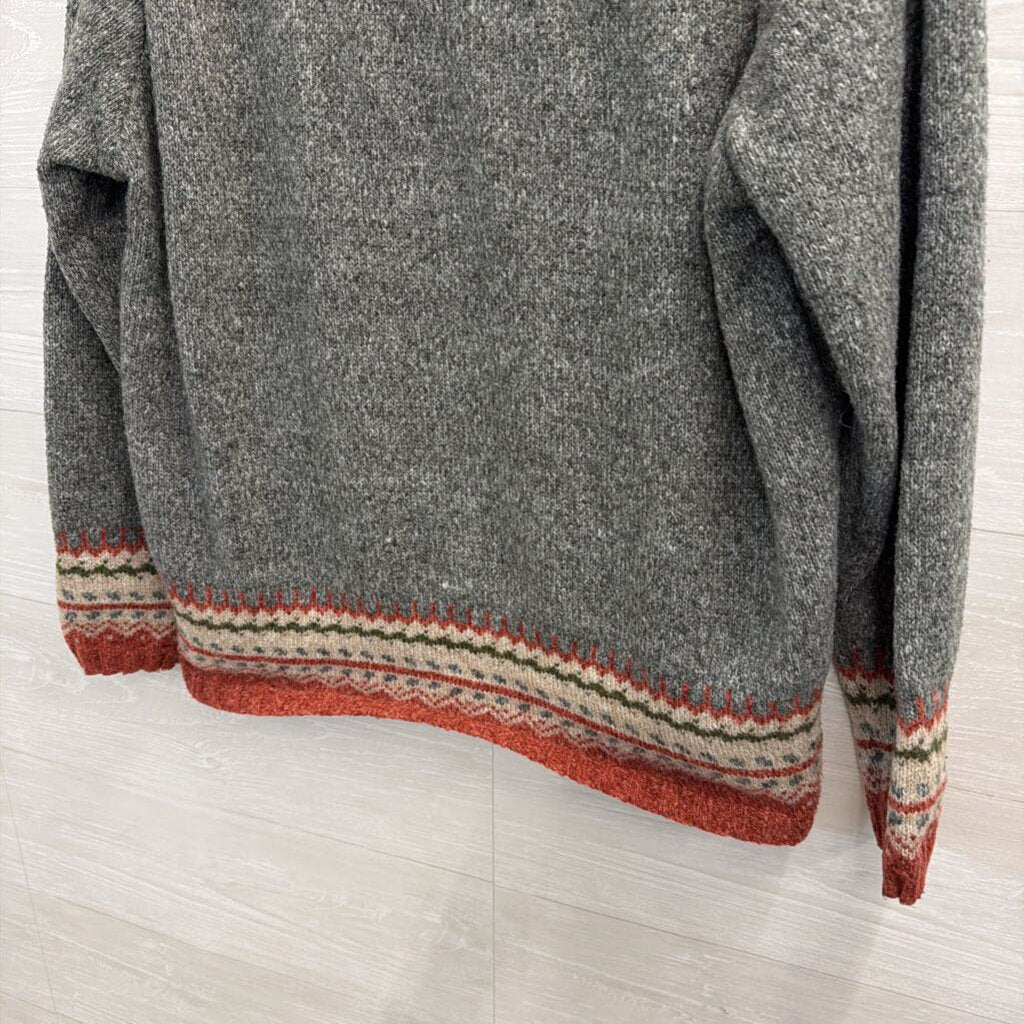 Grey/ Orange Knit Print Sweater XXL