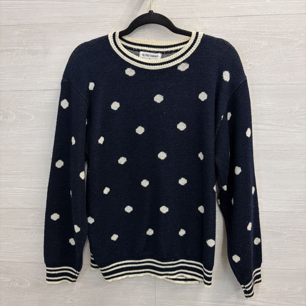 Vintage Alfred Dunner Navy/ White Knit Polka Dot Sweater Large