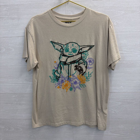 Star Wars Beige/ Multi Embroidered Grogu Short Sleeve Graphic Tee Extra Large