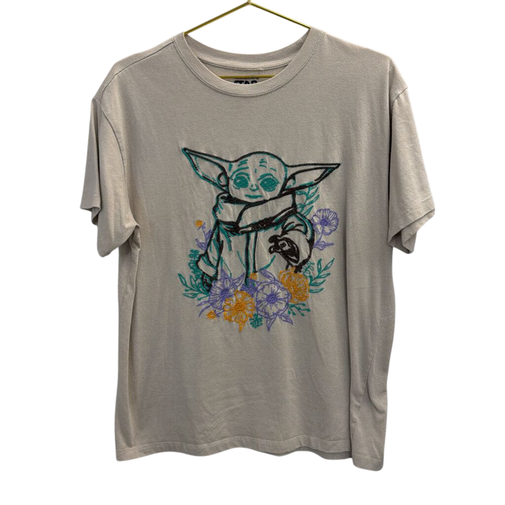 Star Wars Beige/ Multi Embroidered Grogu Short Sleeve Graphic Tee Extra Large