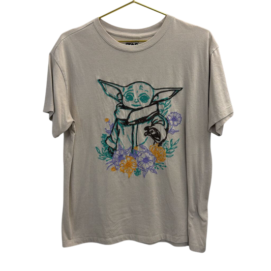 Star Wars Beige/ Multi Embroidered Grogu Short Sleeve Graphic Tee Extra Large