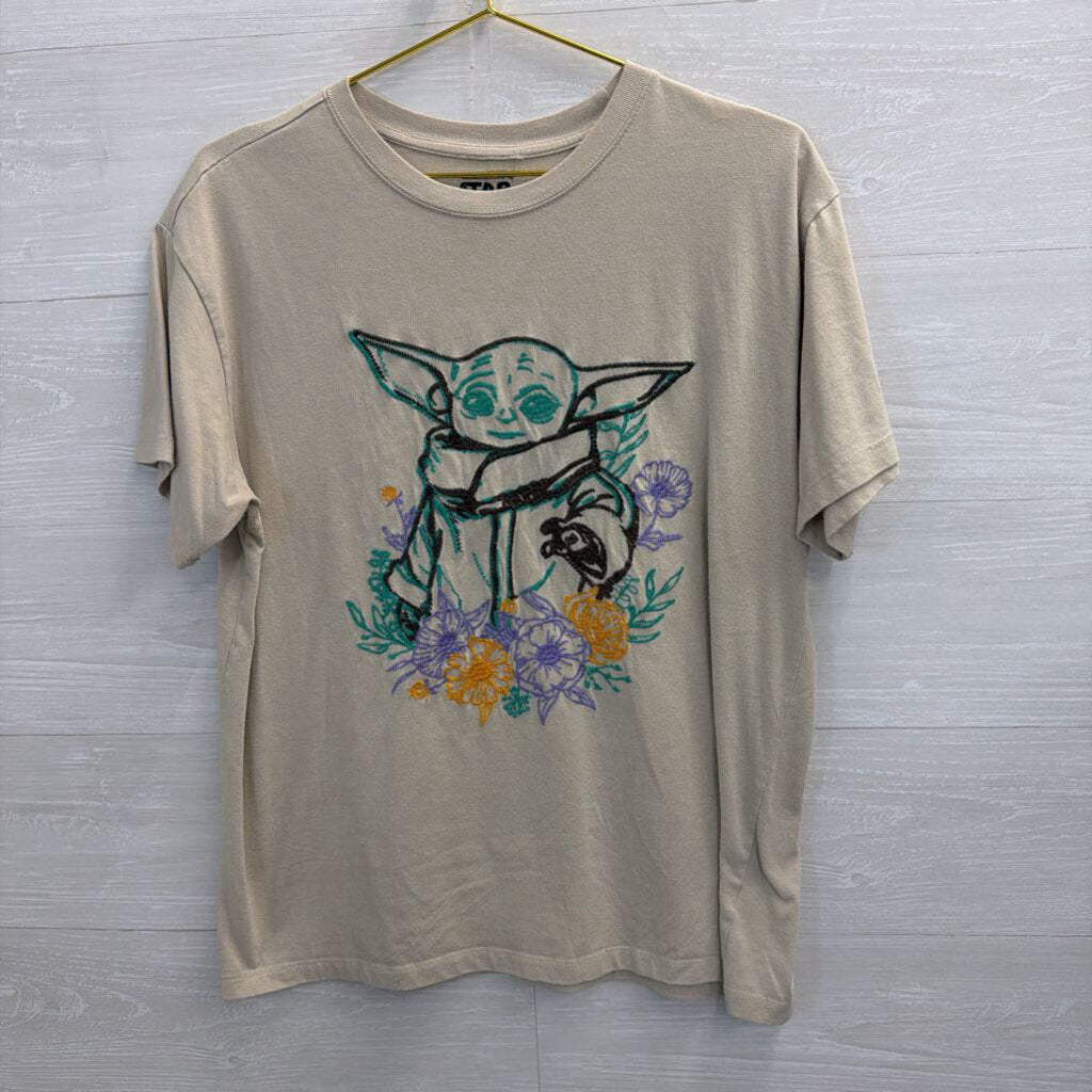 Star Wars Beige/ Multi Embroidered Grogu Short Sleeve Graphic Tee Extra Large