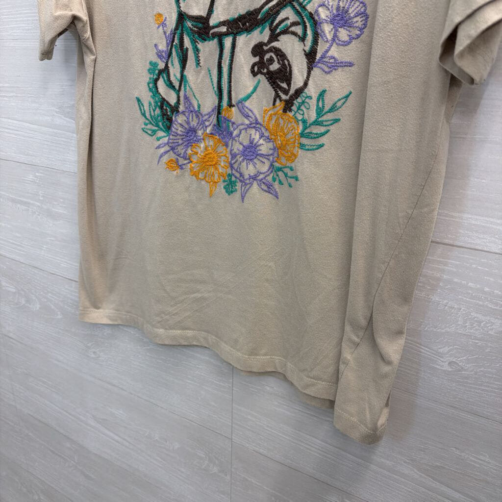 Star Wars Beige/ Multi Embroidered Grogu Short Sleeve Graphic Tee Extra Large