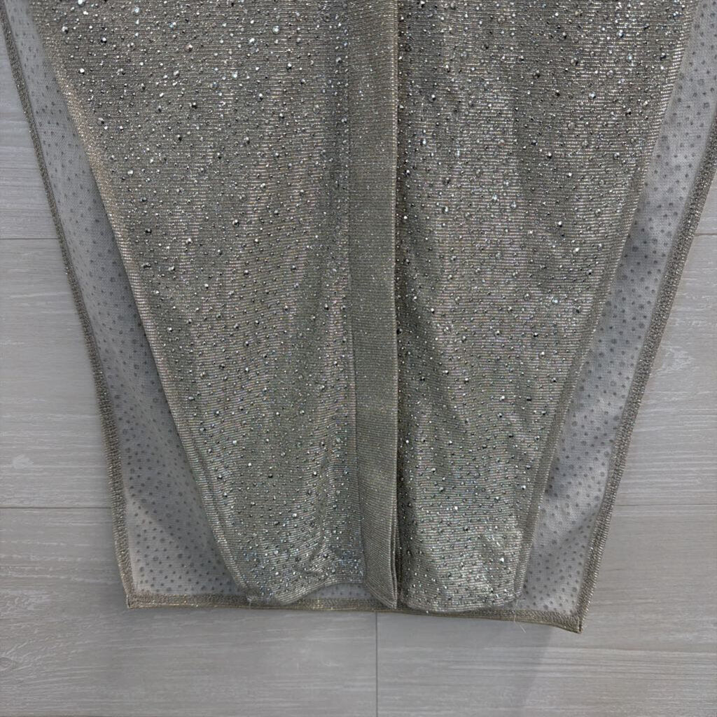 Akira Silver Shimmer Sparkle Sleeveless Split Side Top Medium