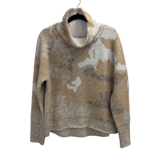 RD Style White/ Brown Soft Knit Print Turtleneck Sweater Large