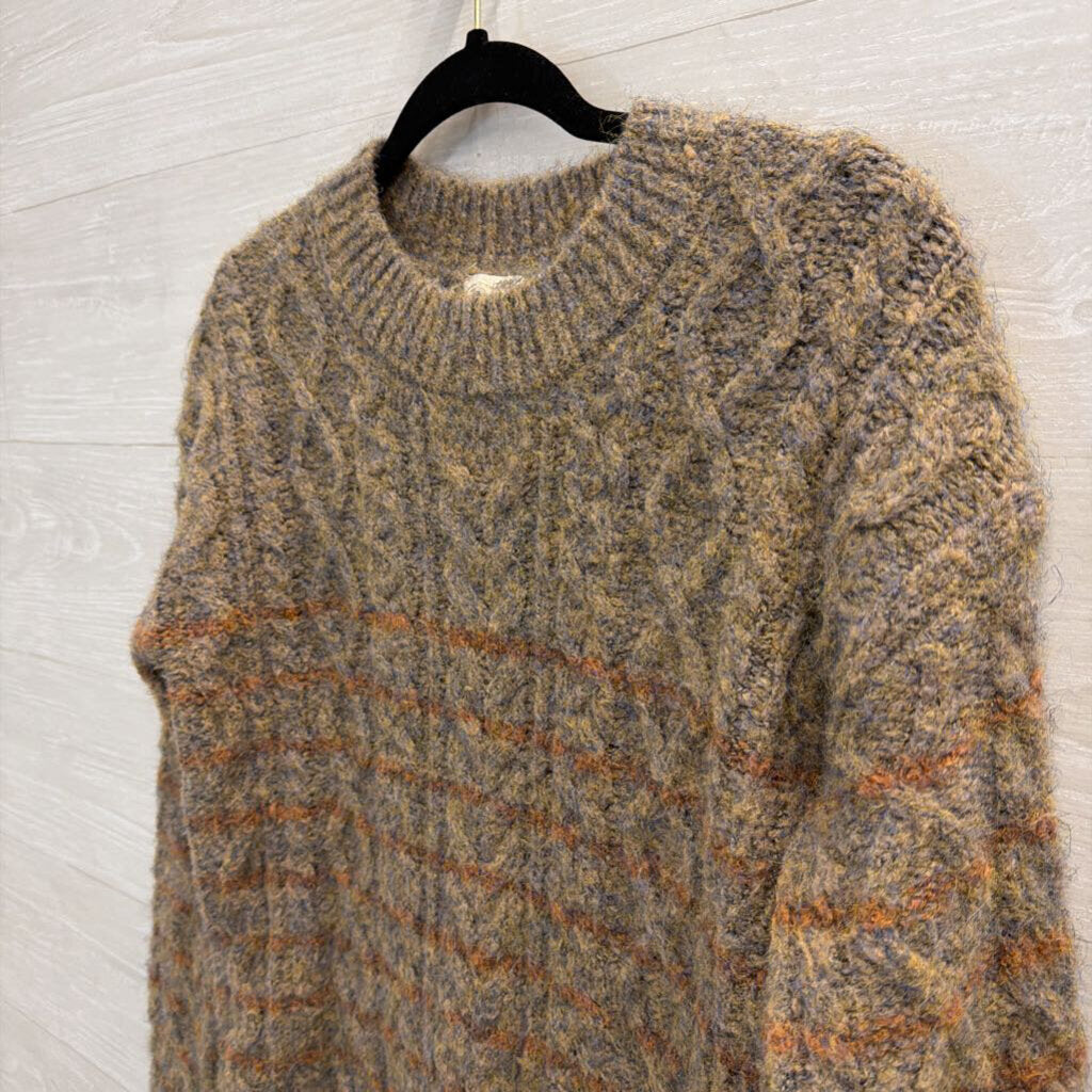 Mystree Brown/ Orange Stripe Knit Sweater Medium