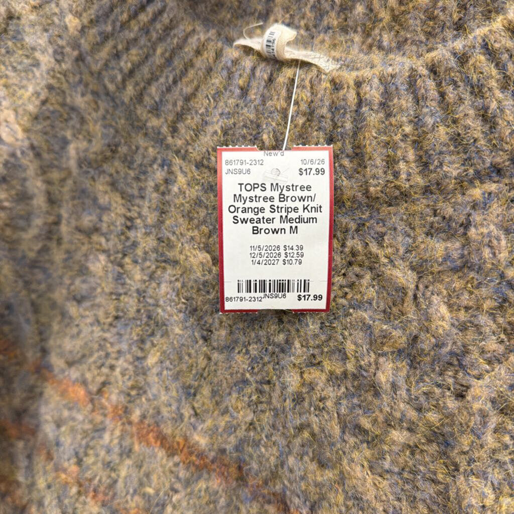 Mystree Brown/ Orange Stripe Knit Sweater Medium