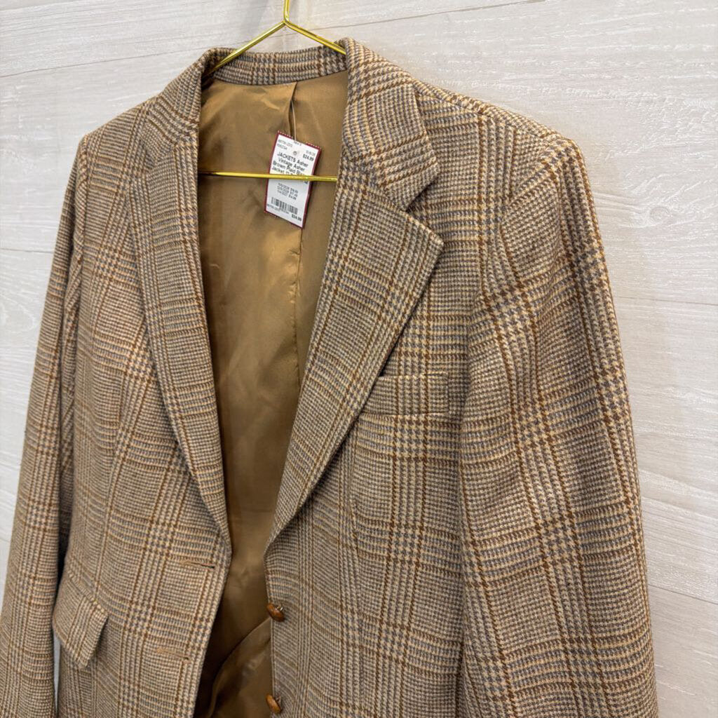 Vintage Asher Brown Plaid Blazer Jacket 12