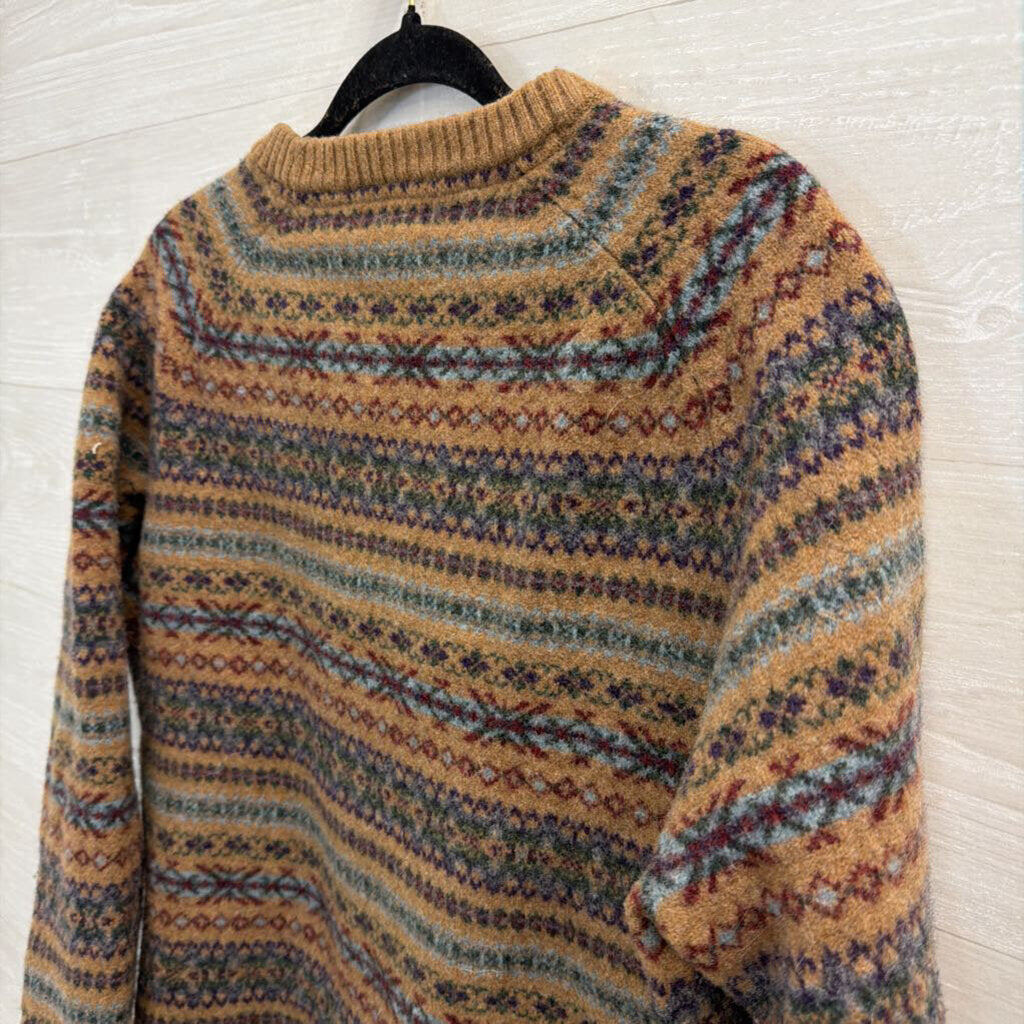 Lands End Brown/ Multi Print Knit Sweater XXL