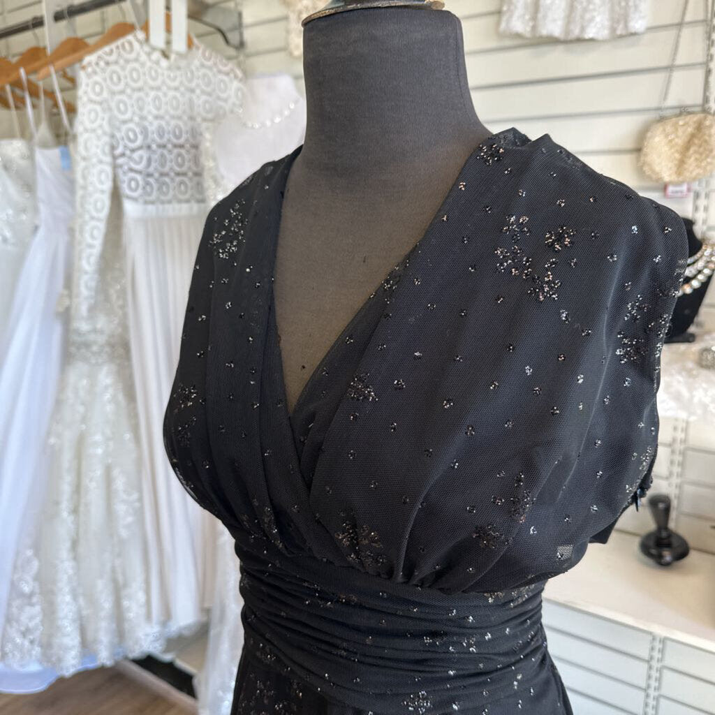 Evan Picone Black Sparkle Print Short Formal Dress 16