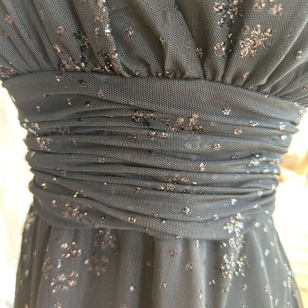 Evan Picone Black Sparkle Print Short Formal Dress 16