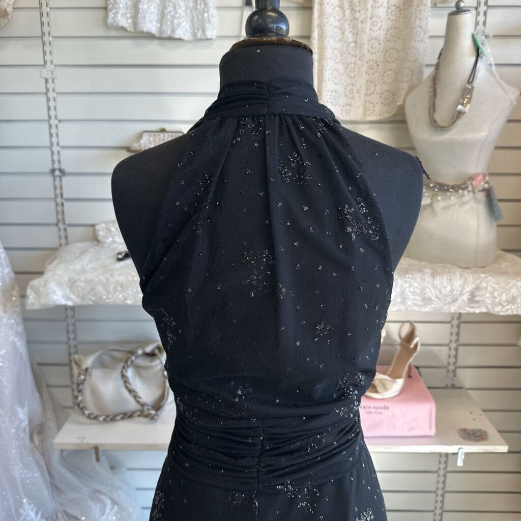 Evan Picone Black Sparkle Print Short Formal Dress 16