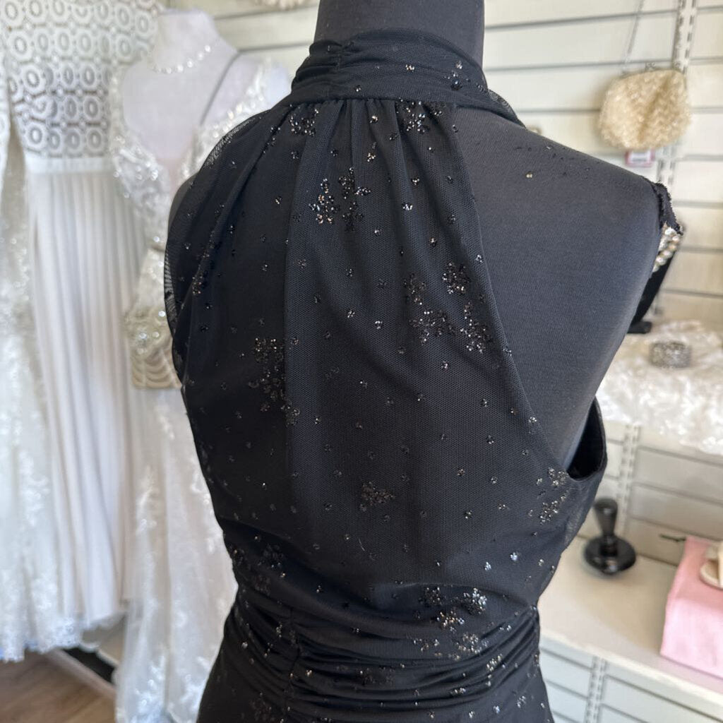 Evan Picone Black Sparkle Print Short Formal Dress 16